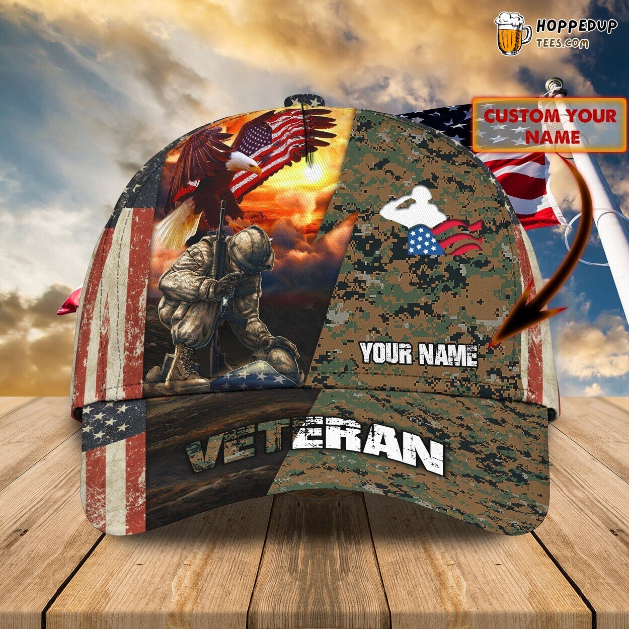 Classic 3D Cap Veteran Design Personalized Name Unique Proud Fashion Statement