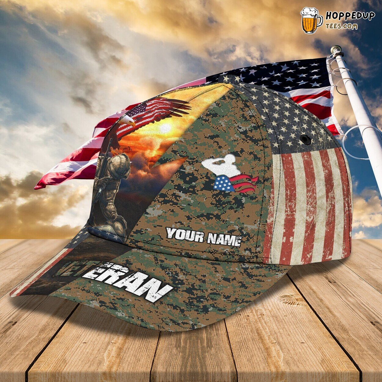 Classic 3D Cap Veteran Design Personalized Name Unique Proud Fashion Statement