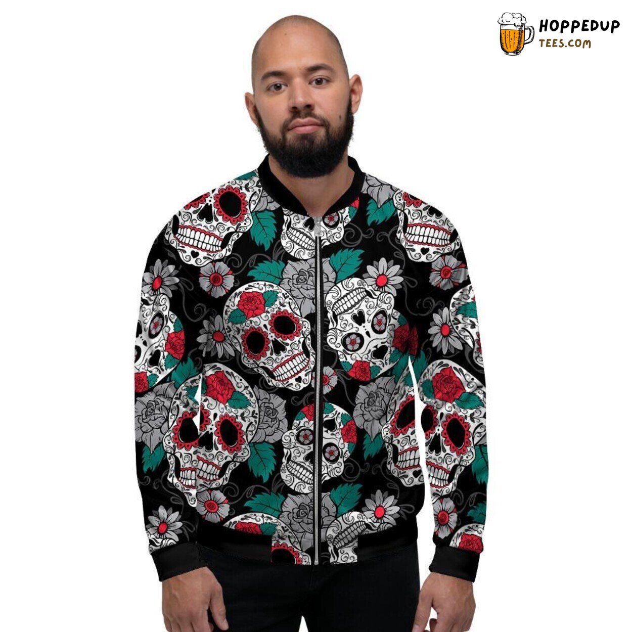 Classic Artistic Sugar Skull Design Men’s Bomber Jacket Cultural Inspired Look