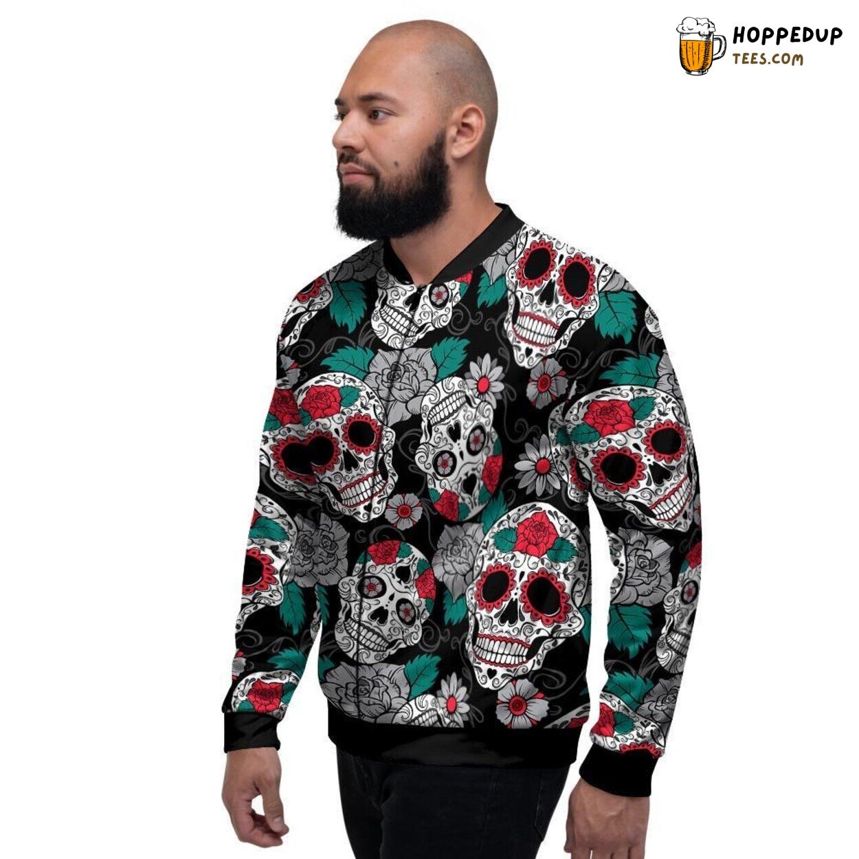 Classic Artistic Sugar Skull Design Men’s Bomber Jacket Cultural Inspired Look