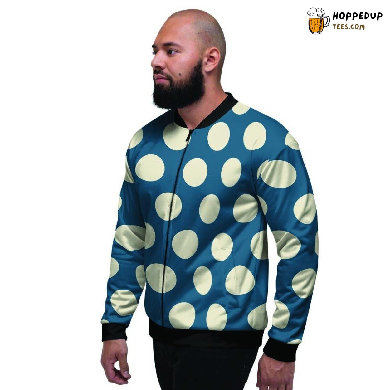 Classic Blue Polka Dot Design Men’s Bomber Jacket Retro Pattern Tribute