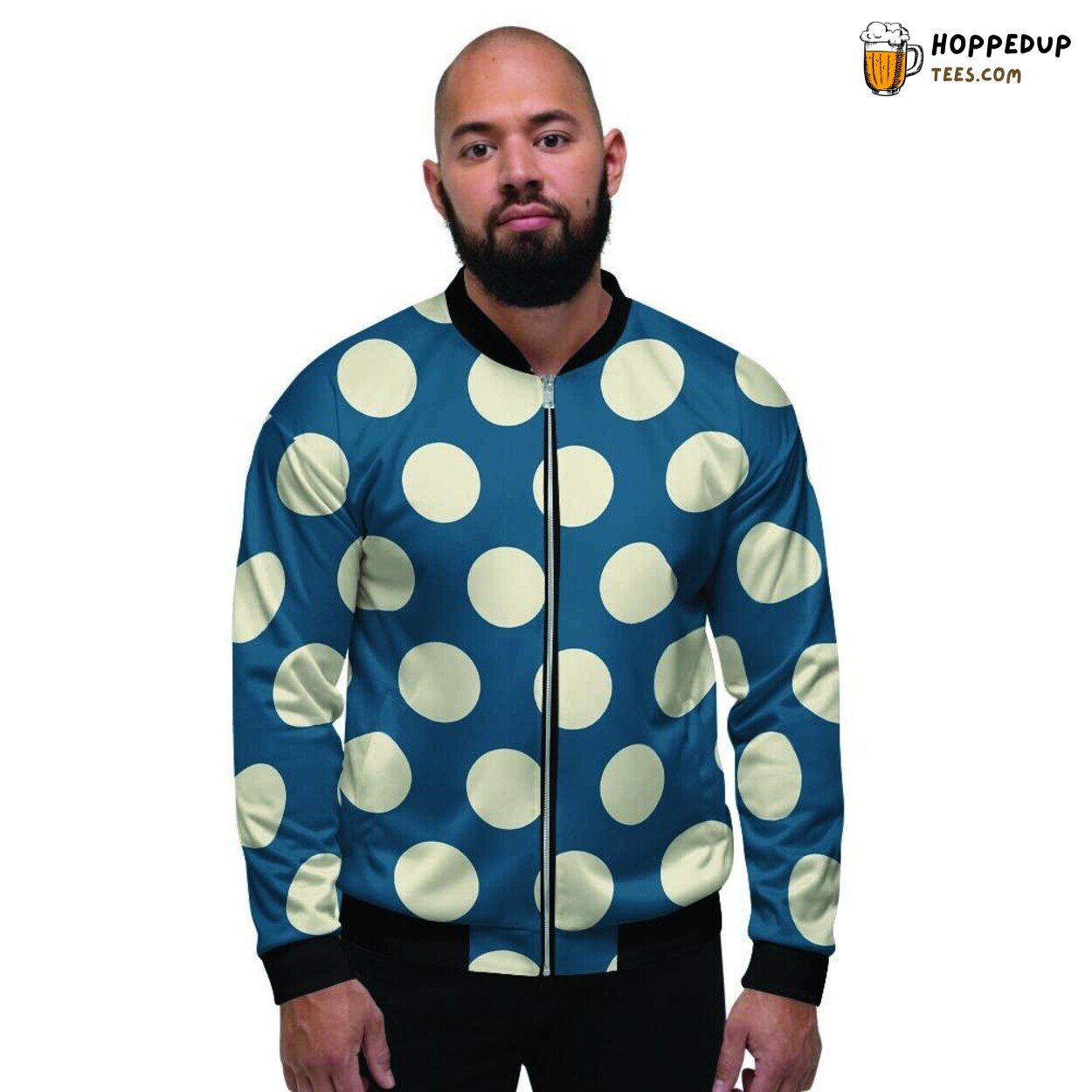 Classic Blue Polka Dot Design Men’s Bomber Jacket Retro Pattern Tribute