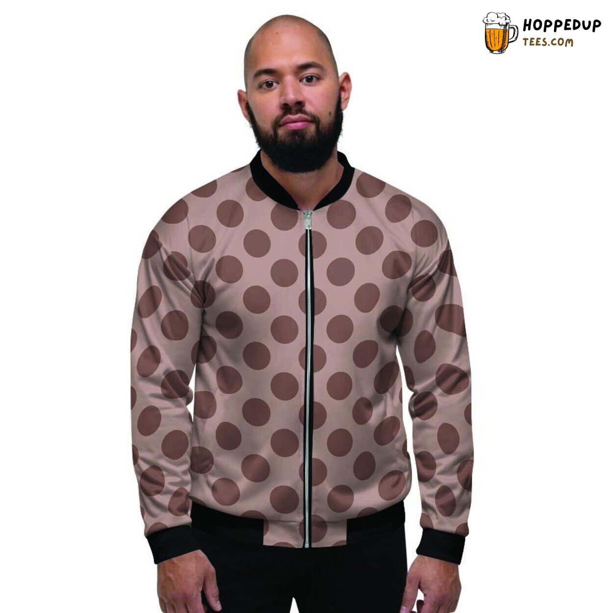 Classic Brown Polka Dot Design Men’s Bomber Jacket Vintage Pattern Elegance