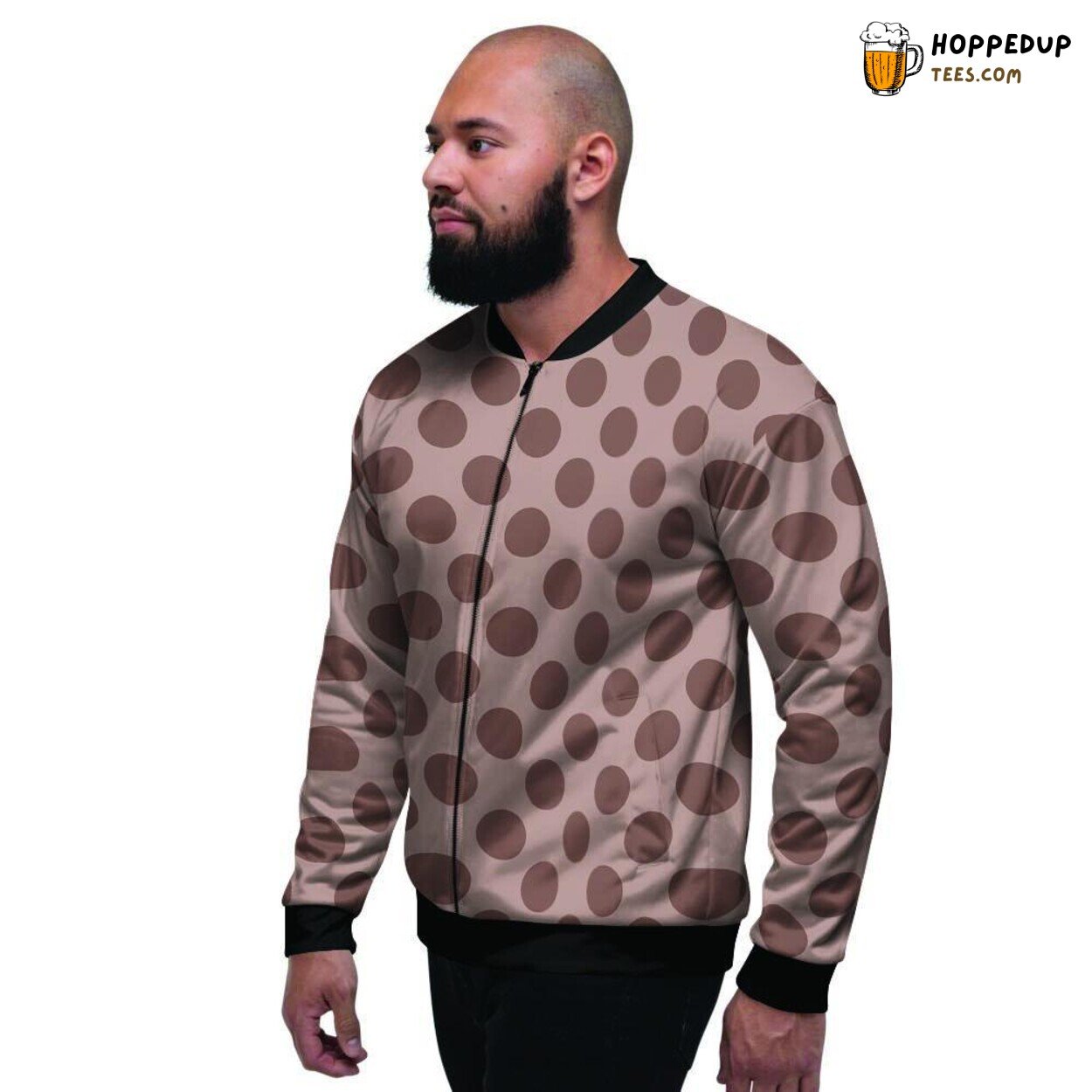 Classic Brown Polka Dot Design Men’s Bomber Jacket Vintage Pattern Elegance