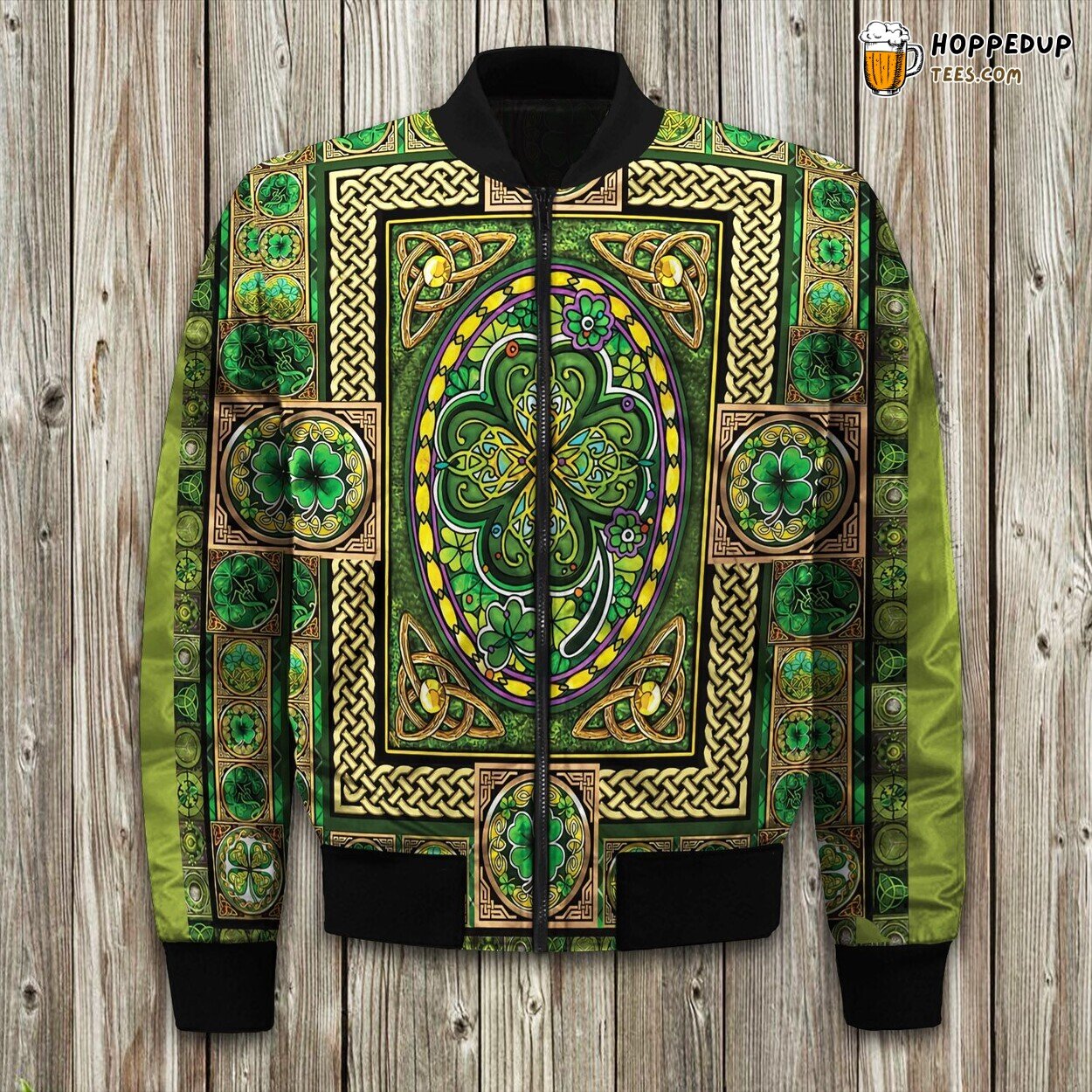 Classic Celtic Craftsmanship Winter Bomber Jacket Luxurious Padding Warmth