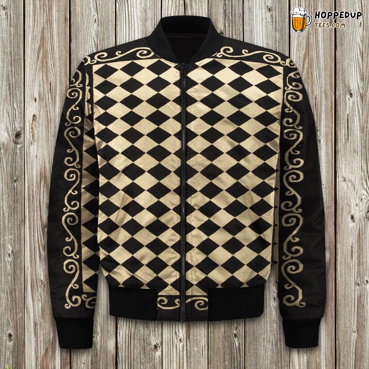 Classic Checkered Winter Bomber Jacket Luxuriously Padded Warmth Ensured