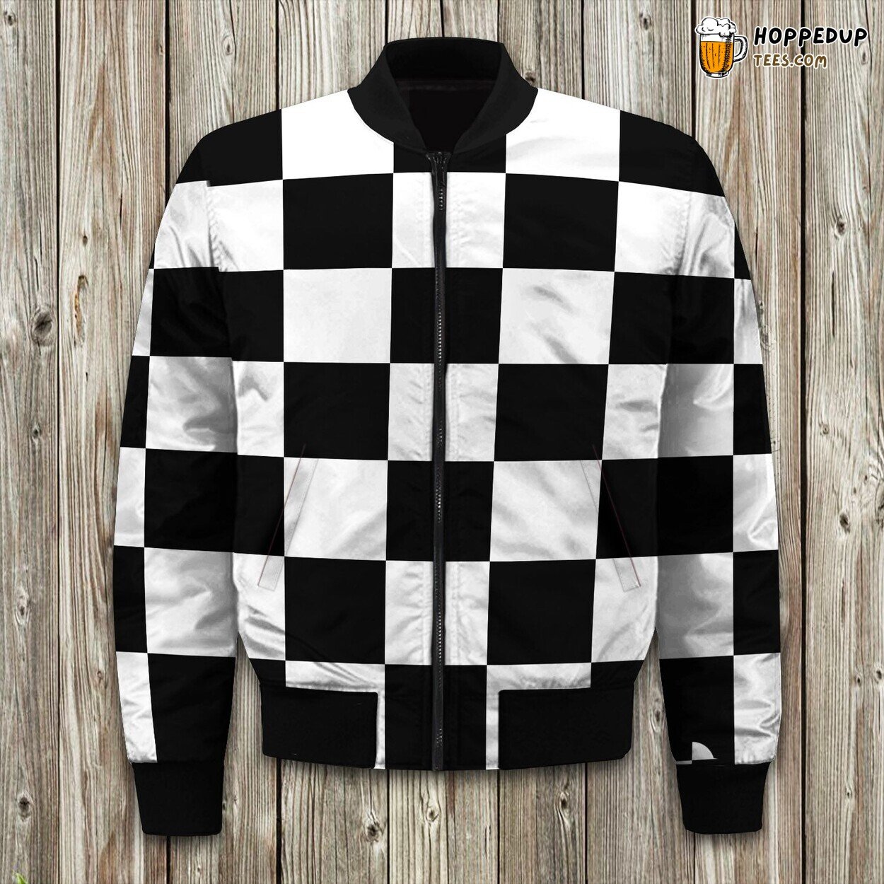 Classic Chessboard Strategy Winter Bomber Jacket Game Enthusiast’s Design