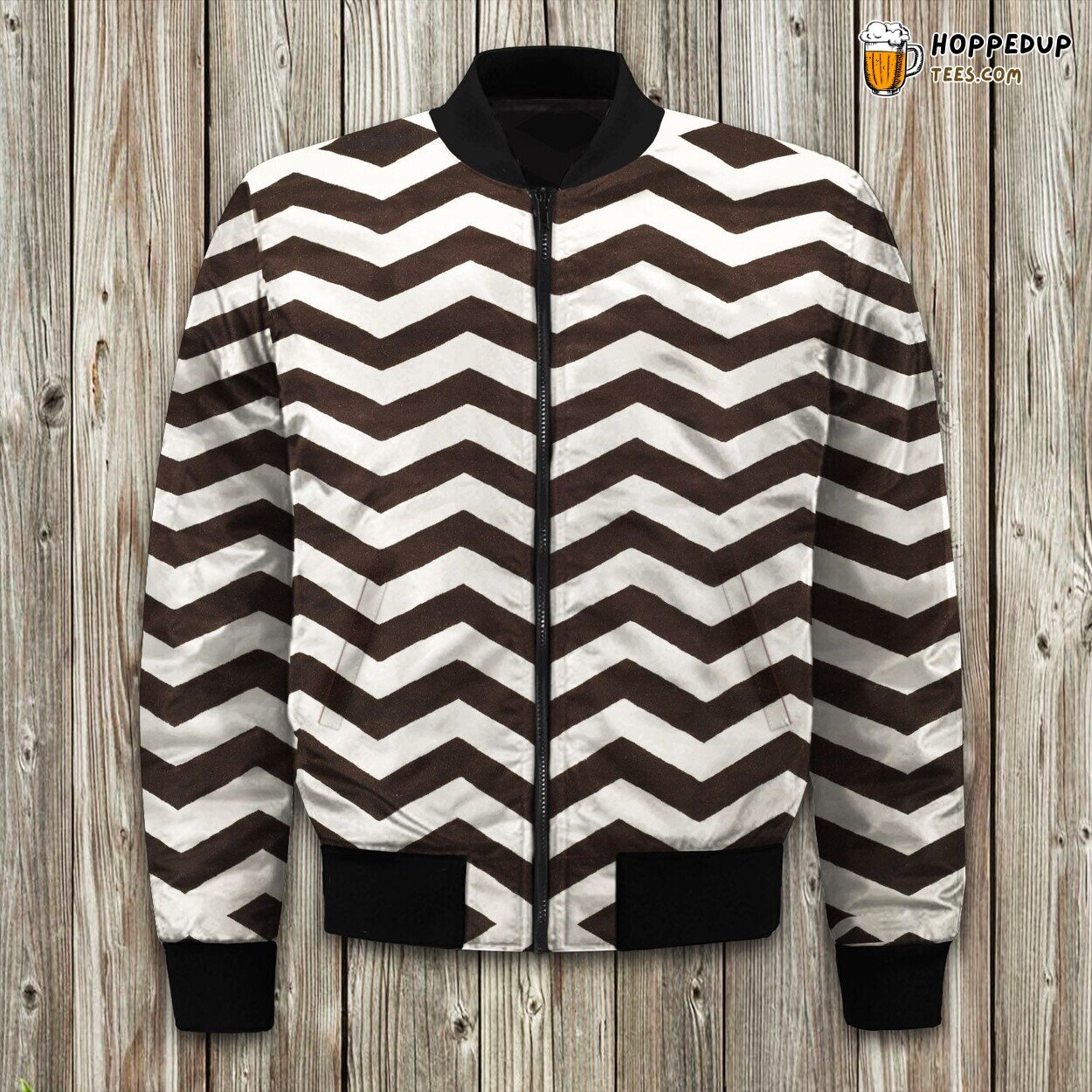 Classic Chevron Pattern Winter Bomber Jacket Timeless Fashion Statement