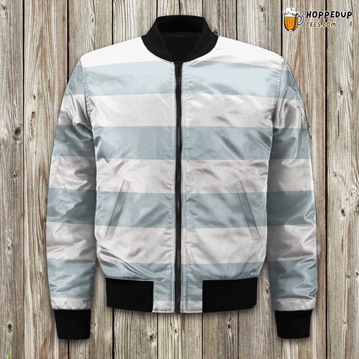 Classic Elegance Stripe Design Winter Bomber Jacket Modern Style Statement