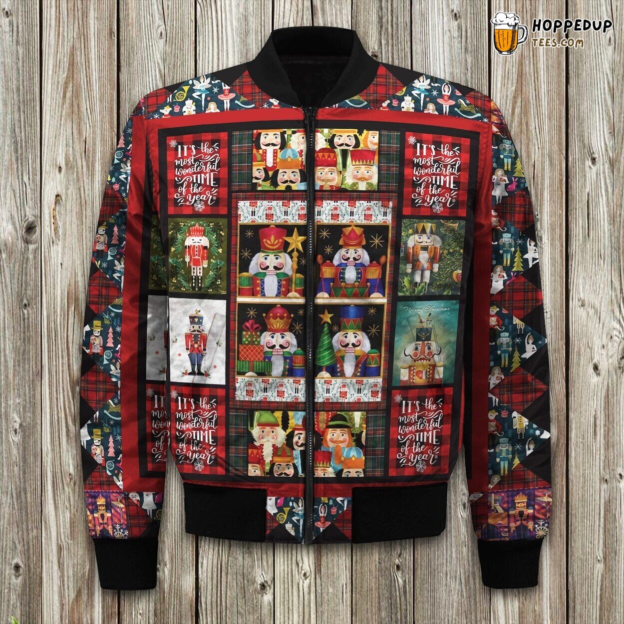 Classic Festive Nutcracker Winter Bomber Jacket Holiday Season Design