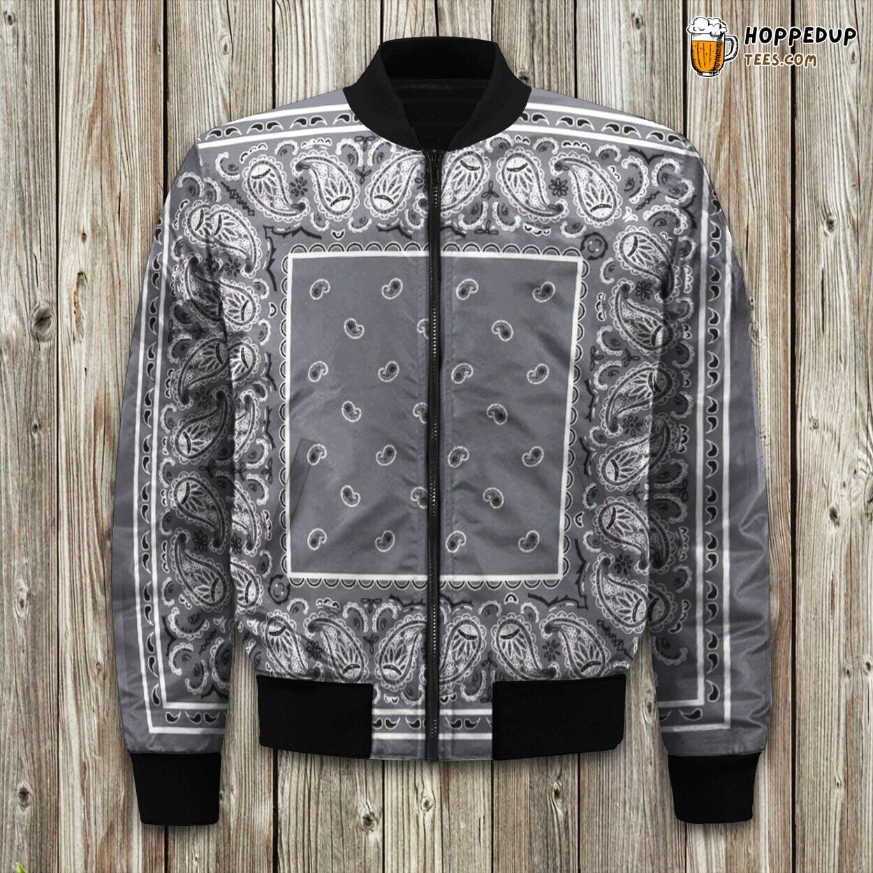 Classic Gray Bandana Bomber Jacket
