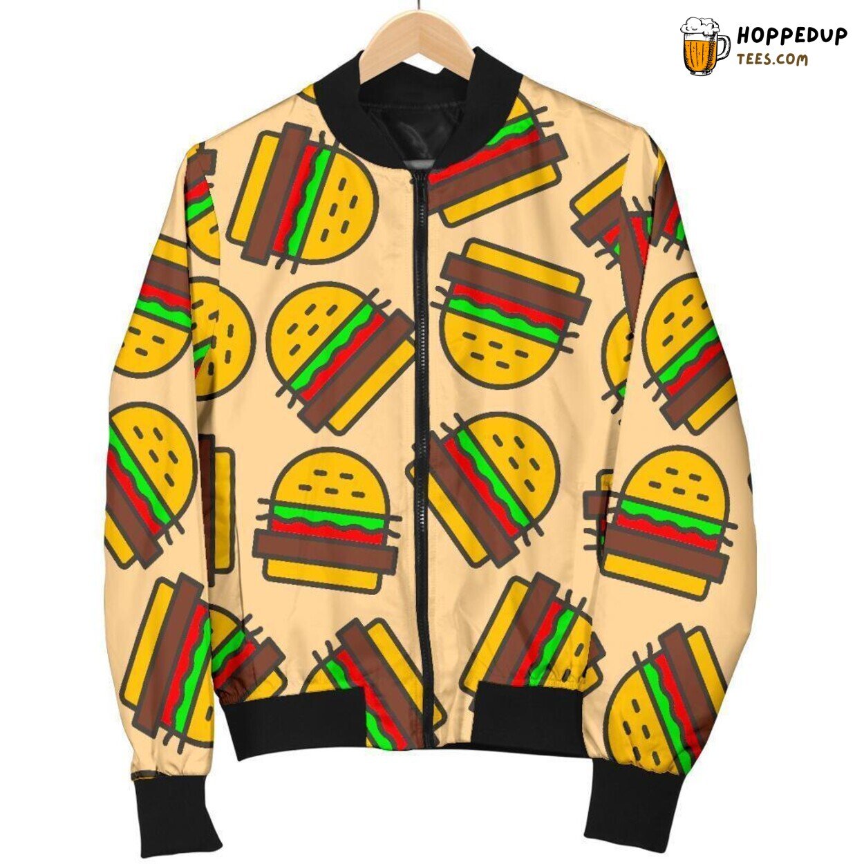 Classic Hamburger Essence Men’s Bomber Jacket Unique Pattern Design Tribute Classic Hamburger Essence Men’s Bomber Jacket Unique Pattern Design Tribute