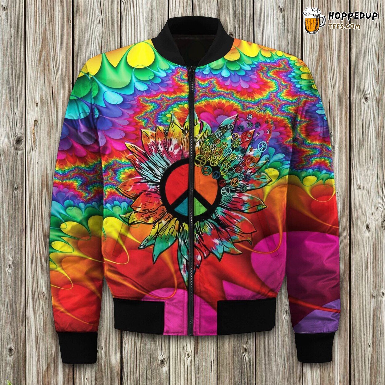 Classic Hippie Vibe Bomber Jacket Embrace Winter’s Vintage Peaceful Trend
