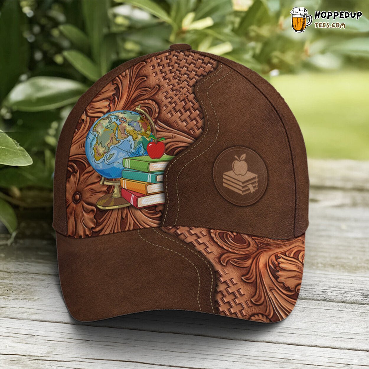 Classic Leather Cap Inspired by Apple Baseball Teachers Design