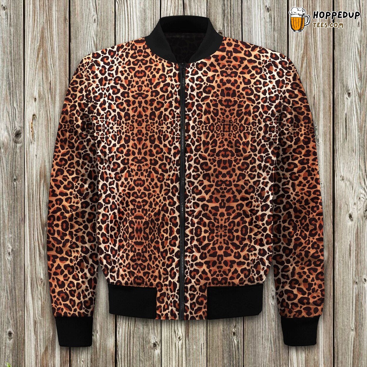 Classic Leopard Pattern Winter Bomber Jacket Timeless Wild Elegance