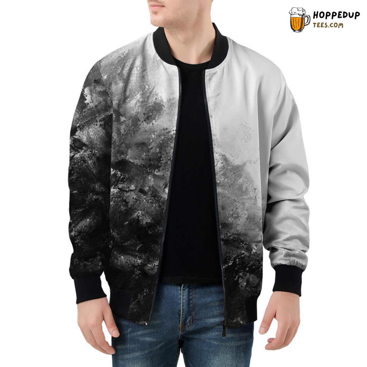 Classic Monochrome Fashion Defines Men’s Black White Bomber Jacket Classic Monochrome Fashion Defines Men’s Black White Bomber Jacket