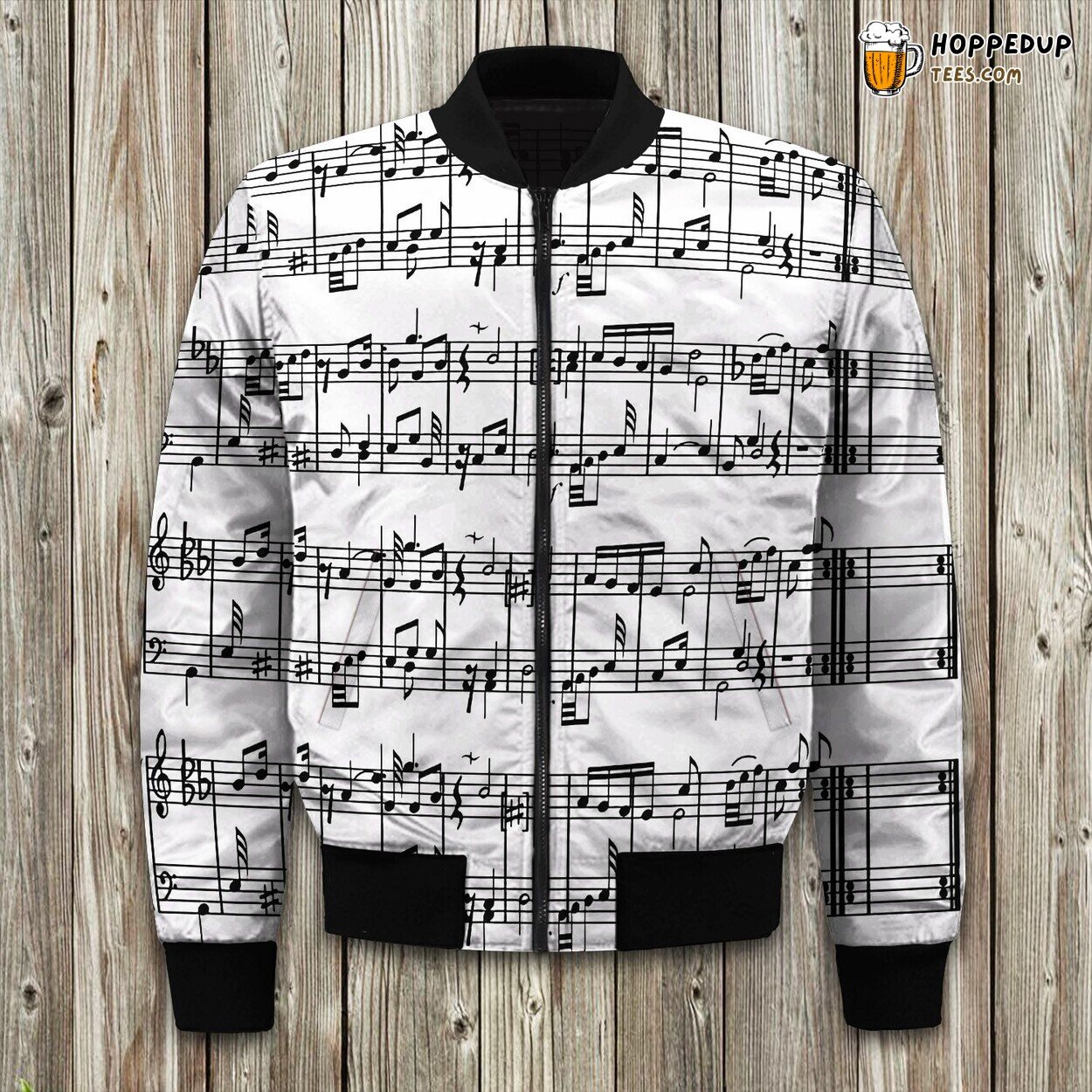 Classic Music Notes Winter Bomber Jacket Designer Premium Series