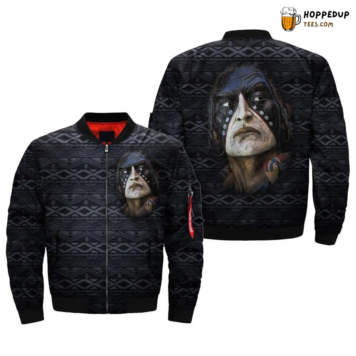 Classic Native American Design Bomber Jacket with Authentic Patterns