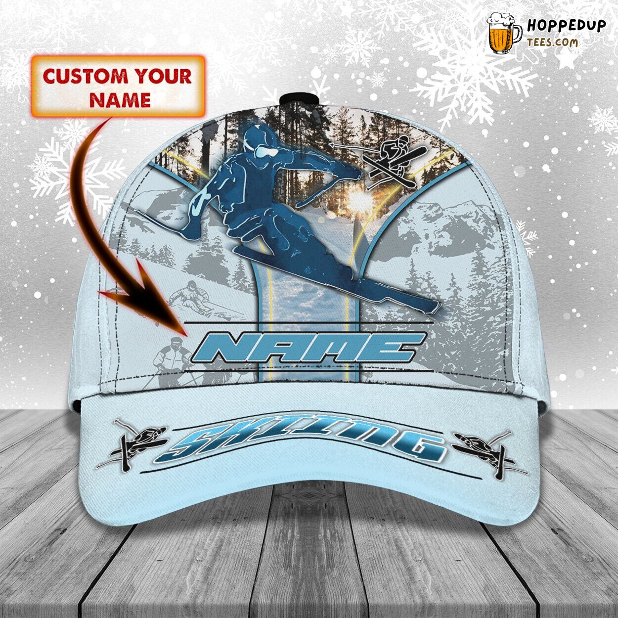 Classic Personalized Skiing 3D Cap Unique Name Design Series Prestige
