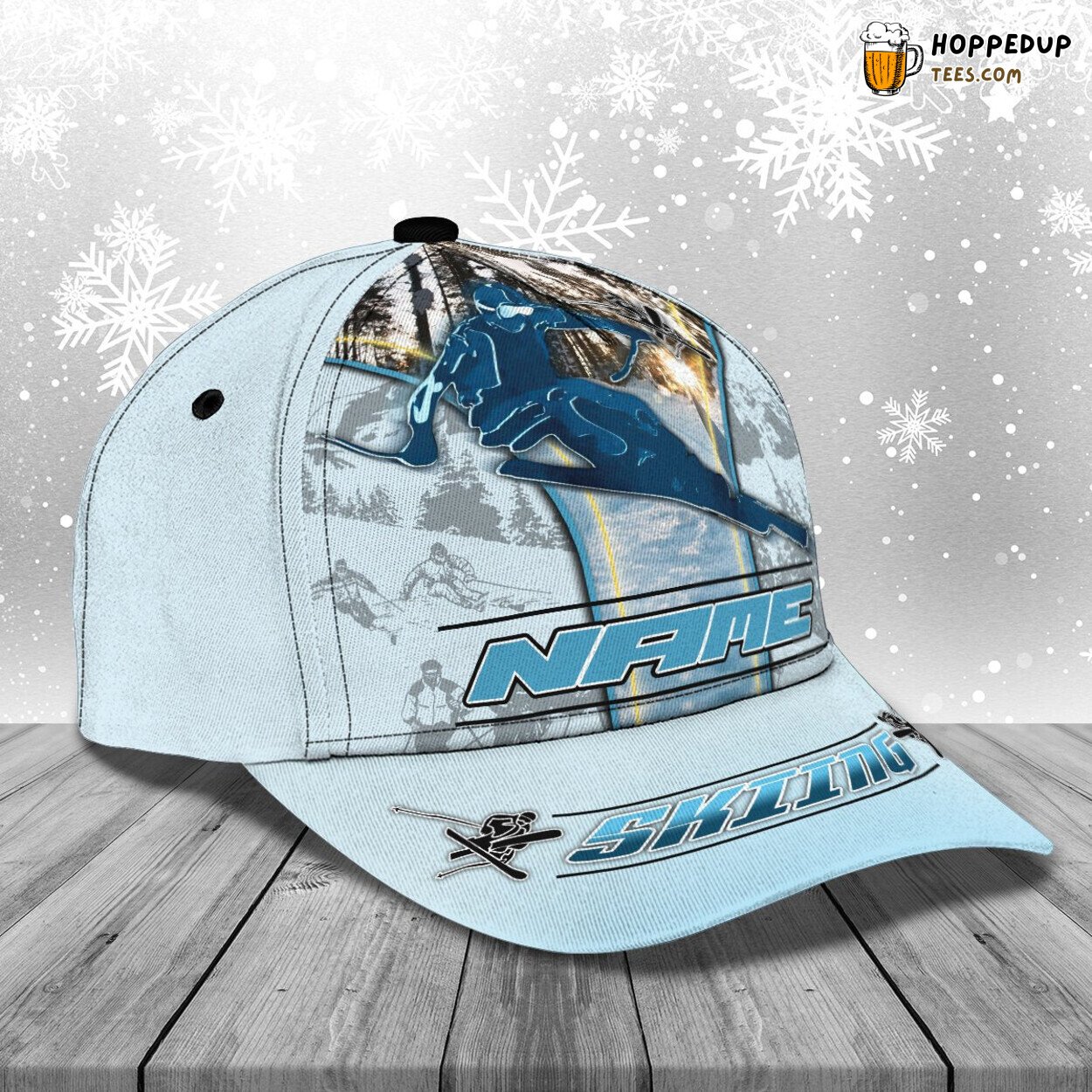 Classic Personalized Skiing 3D Cap Unique Name Design Series Prestige