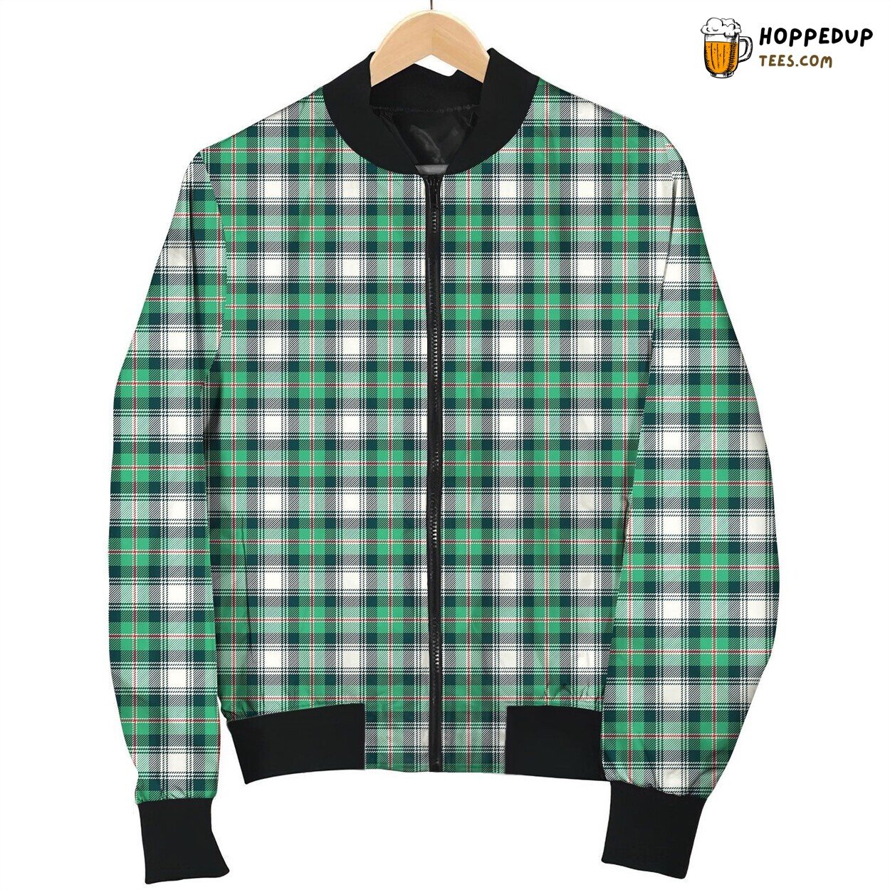Classic Plaid Green Design Winter Bomber Jacket Superior Tailored Comfort