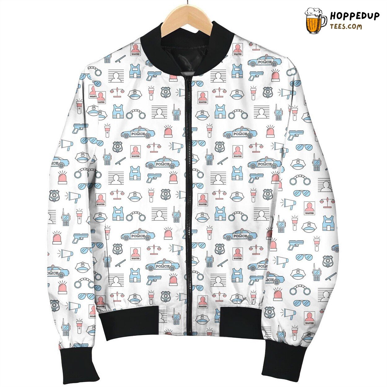 Classic Police Pattern Winter Bomber Jacket Quality Comfort Finish