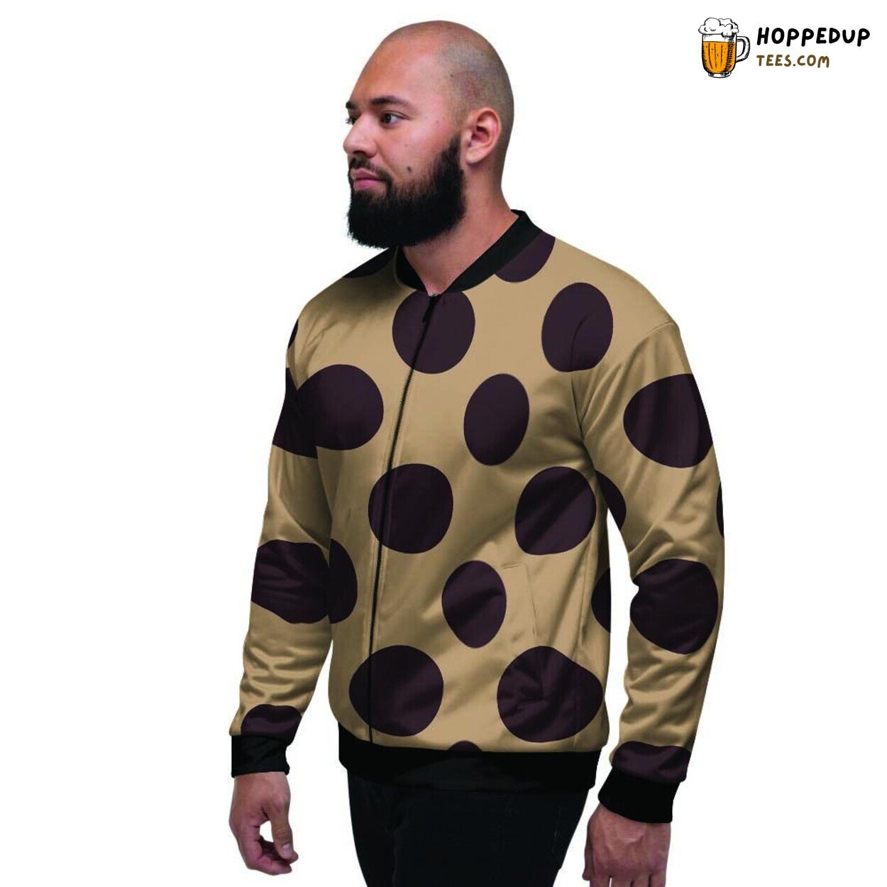 Classic Polka Dot in Tan Black Design Men’s Bomber Jacket Timeless Style Look