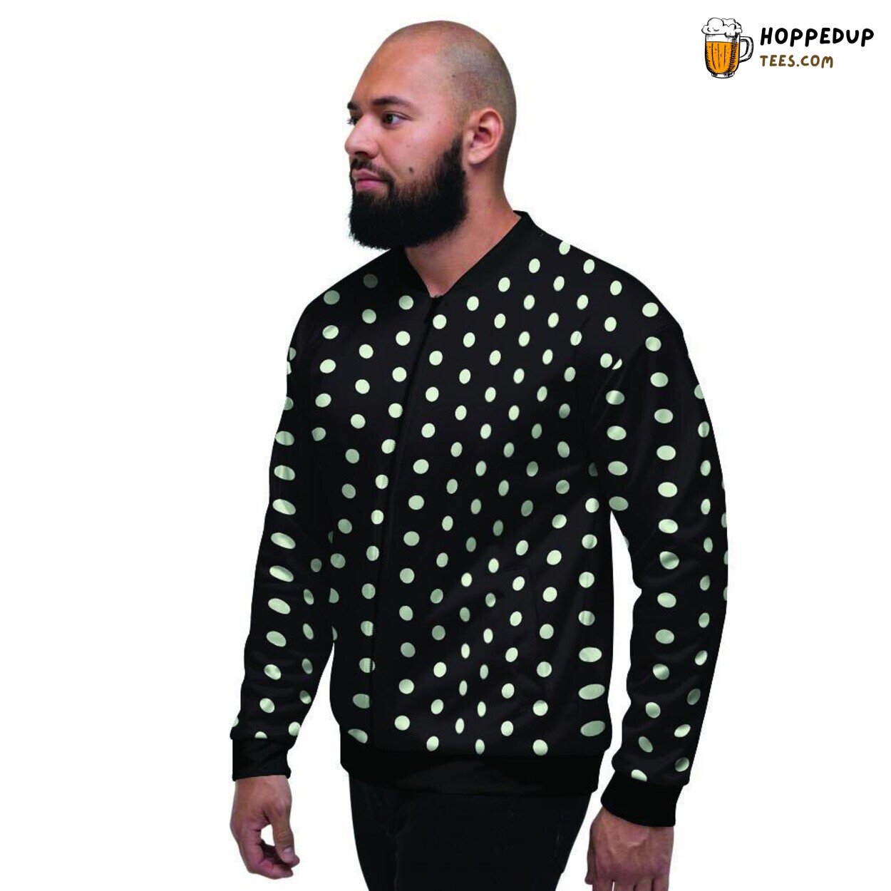 Classic Polka Dot White Black Design Men’s Bomber Jacket Vintage Elegance Art