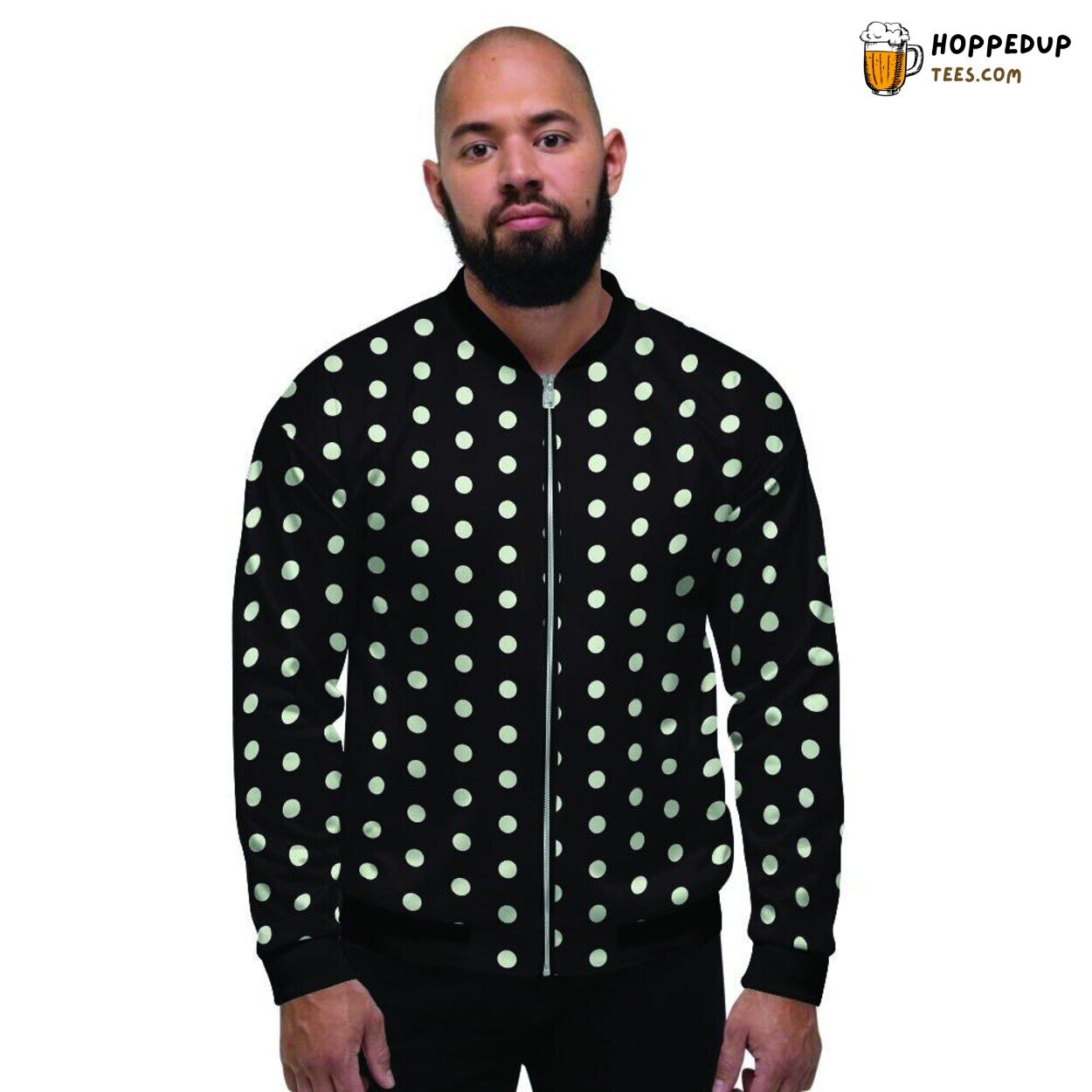 Classic Polka Dot White Black Design Men’s Bomber Jacket Vintage Elegance Art