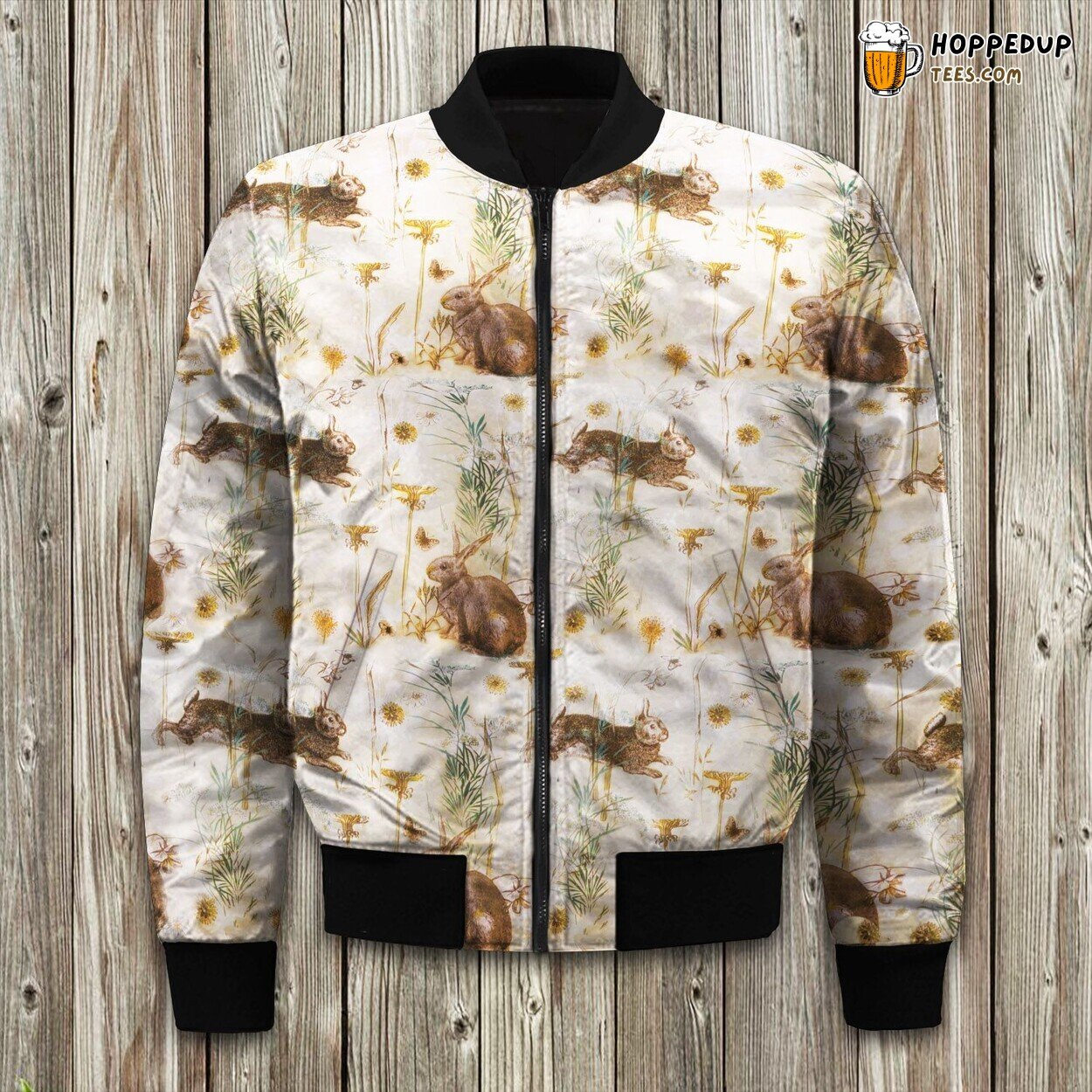 Classic Rabbit Image Winter Bomber Jacket Superior Tailored Comfort