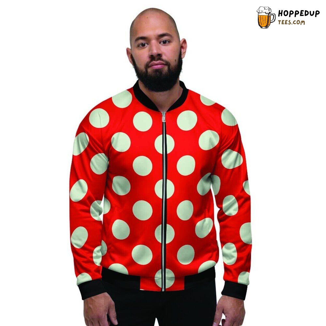 Classic Red Polka Dot Pattern Design Men’s Bomber Jacket Timeless Fashion Look