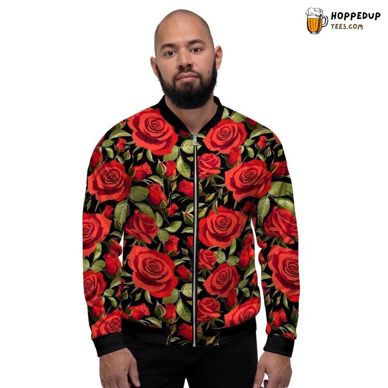 Classic Red Rose Floral Pattern Design Men’s Bomber Jacket Blossom Style Classic Red Rose Floral Pattern Design Men’s Bomber Jacket Blossom Style