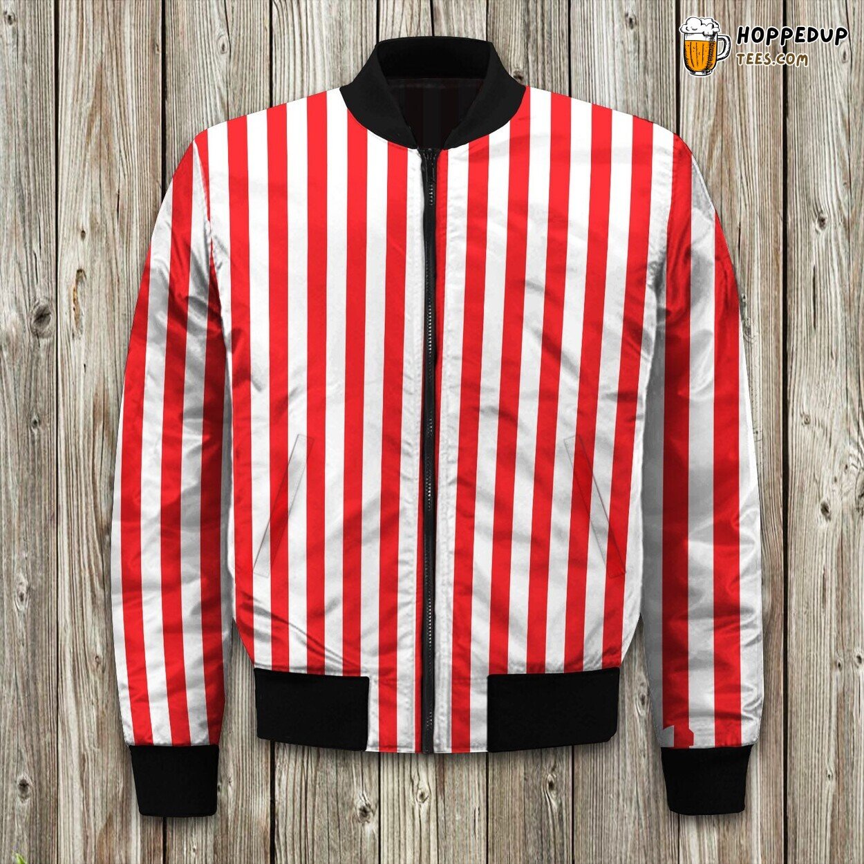 Classic Red Stripe Winter Bomber Jacket Design Premium Tailored Fit