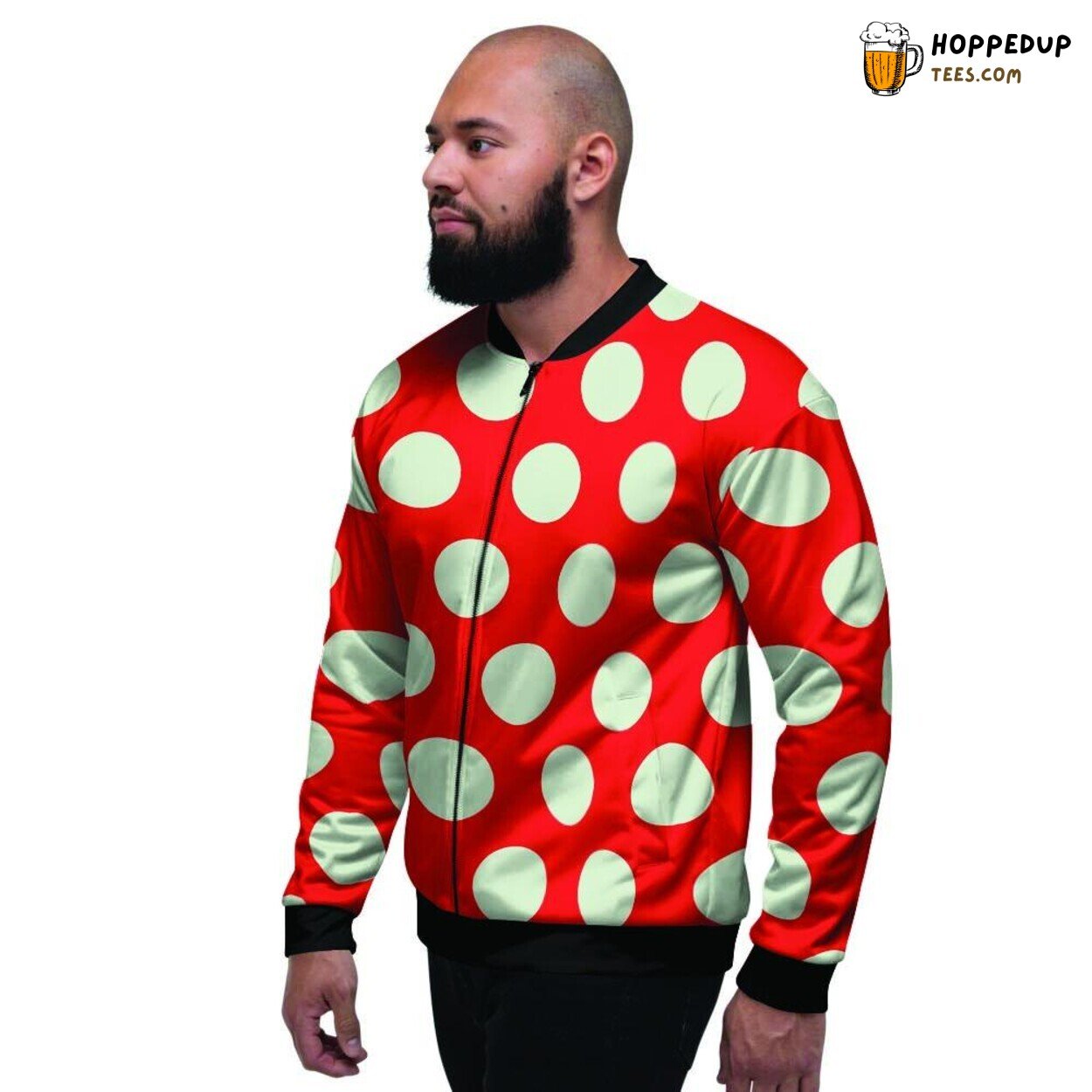 Classic Red White Polka Dot Pattern Men’s Bomber Jacket Timeless Dot Fashion