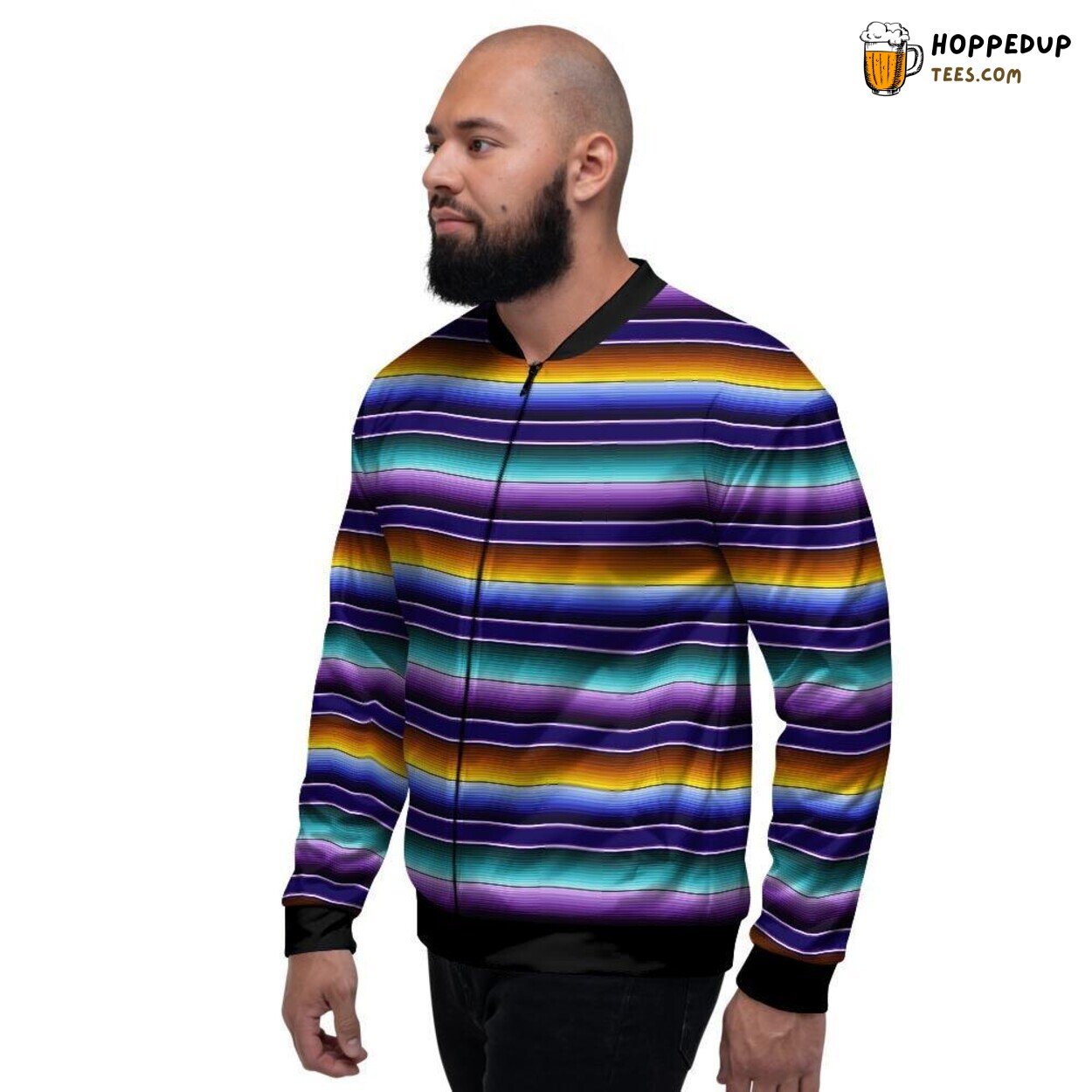 Classic Serape Pattern Design Men’s Bomber Jacket Traditional Stripe Fashion