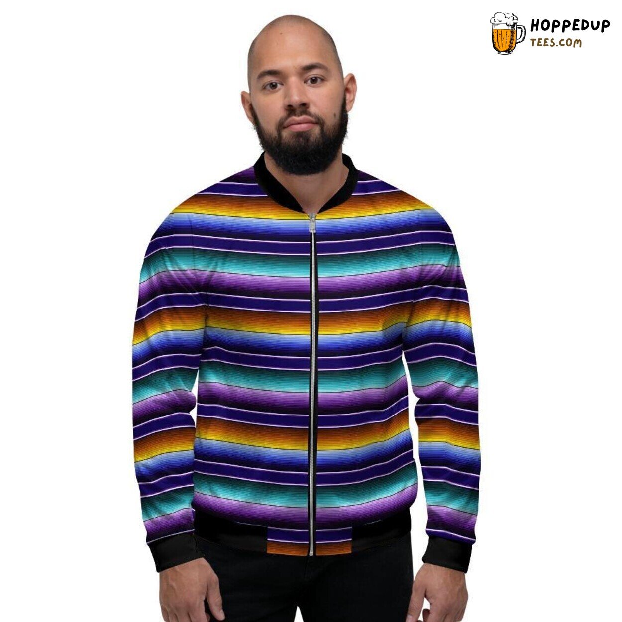 Classic Serape Pattern Design Men’s Bomber Jacket Traditional Stripe Fashion