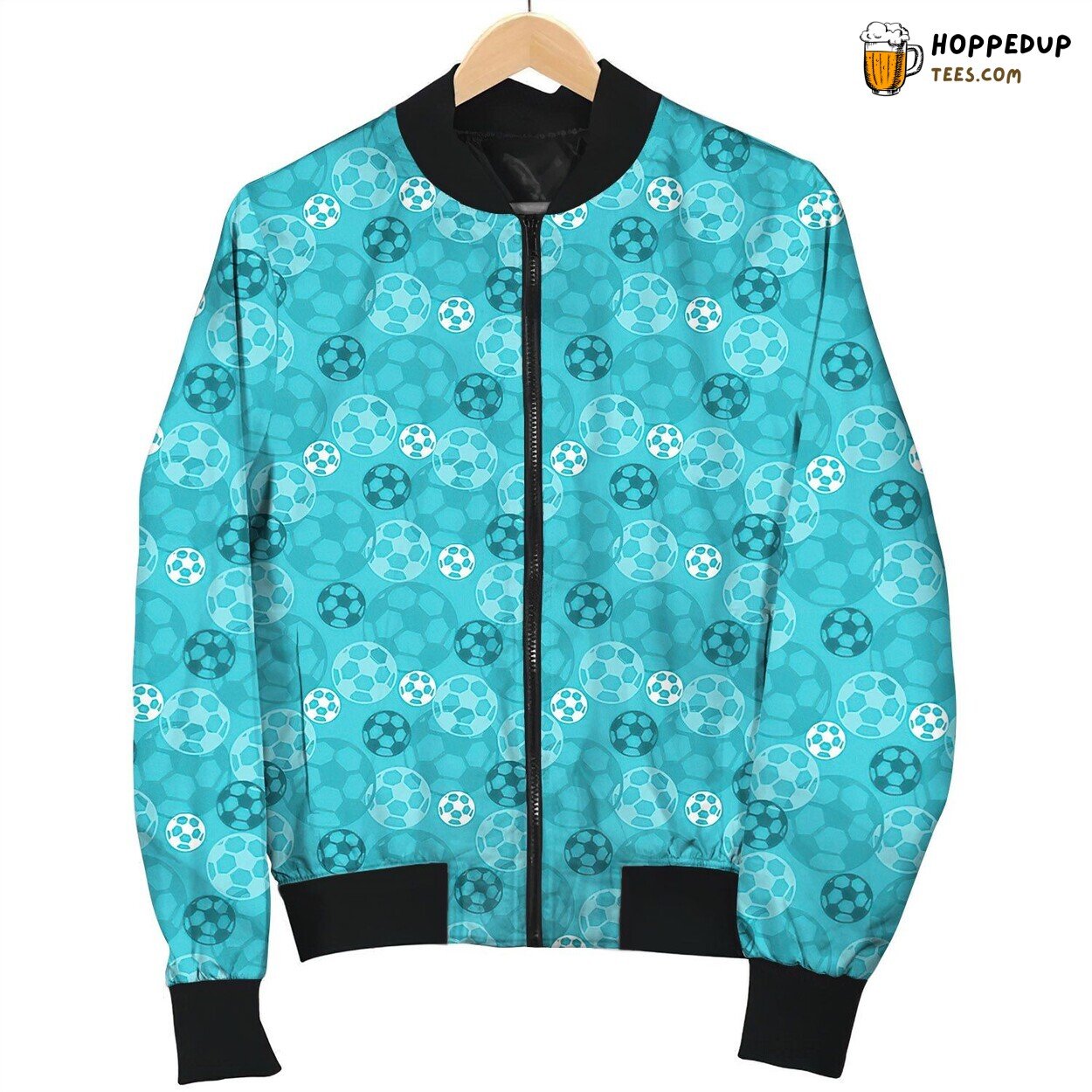Classic Soccer Ball Print Winter Bomber Jacket Tailored Warmth Style