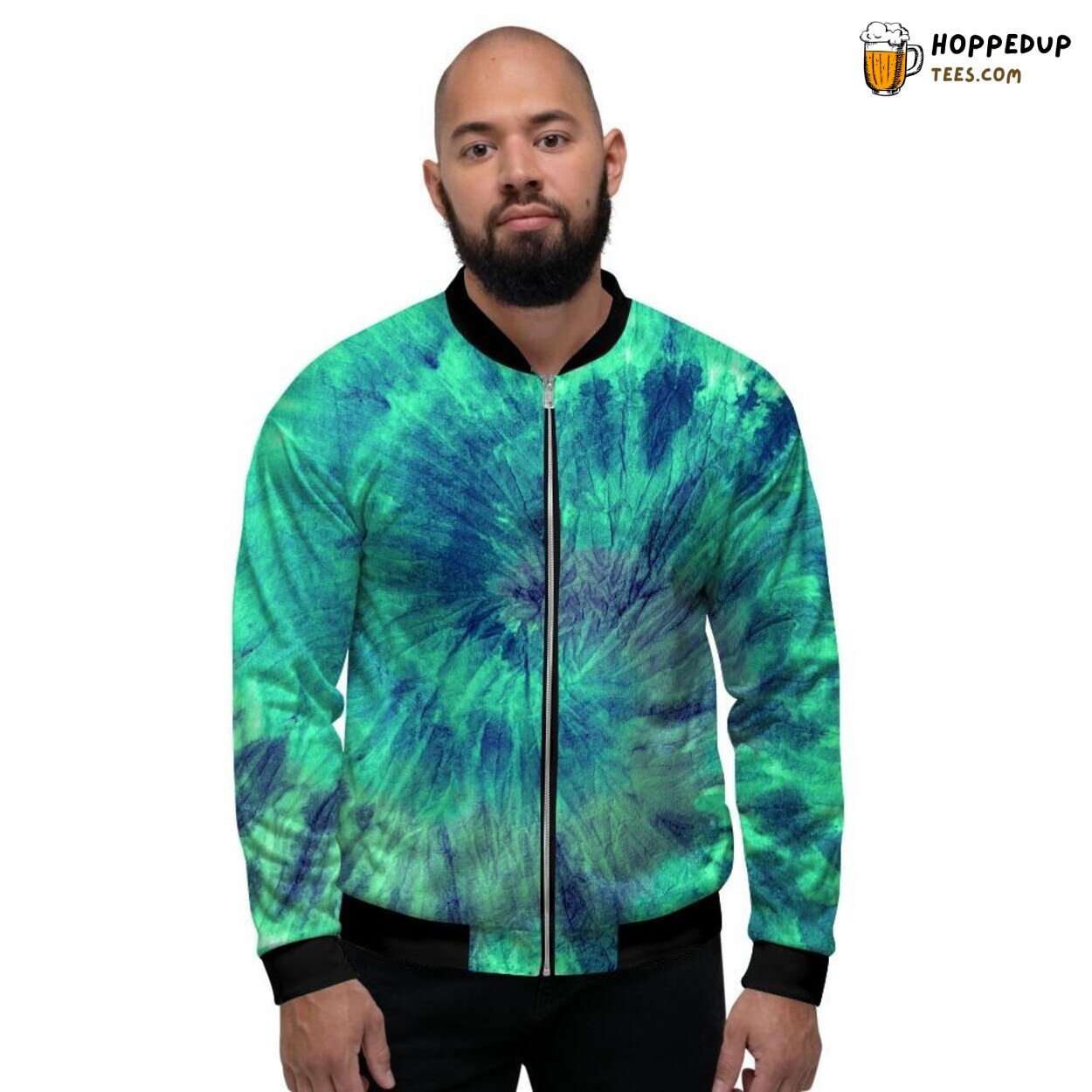 Classic Spiral Green Tie Dye Design Men’s Bomber Jacket Vibrant Swirl Fashion Classic Spiral Green Tie Dye Design Men’s Bomber Jacket Vibrant Swirl Fashion