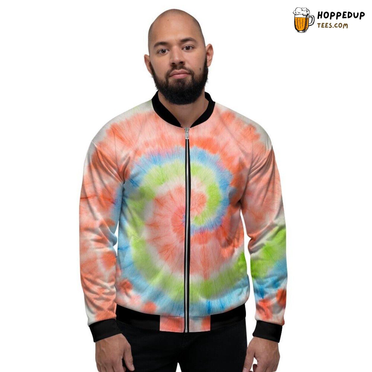Classic Spiral Pattern Tie Dye Men’s Bomber Jacket Swirl Psychedelic Design Classic Spiral Pattern Tie Dye Men’s Bomber Jacket Swirl Psychedelic Design