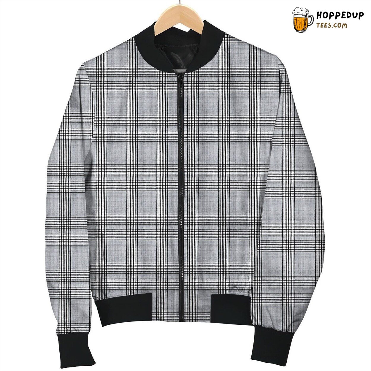 Classic Tartan Grey Patterned Winter Bomber Jacket Craftsmanship