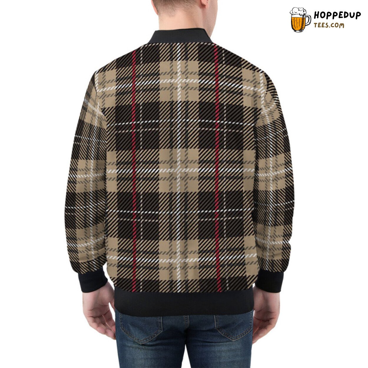 Classic Tartan Plaid Pattern Enhancing the Appeal of Bomber Jacket