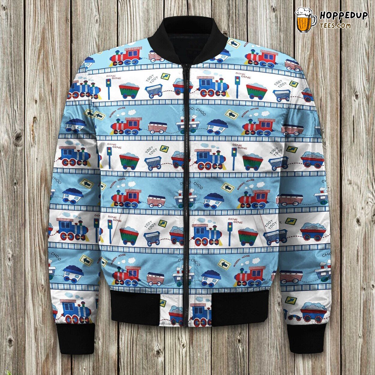 Classic Train Design Winter Bomber Jacket Rail Enthusiast
