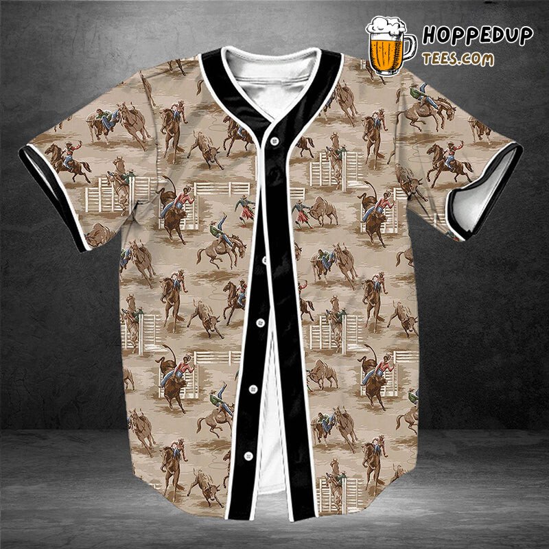 Classic Vintage Rodeo Western 3D Print Baseball Jersey Unique