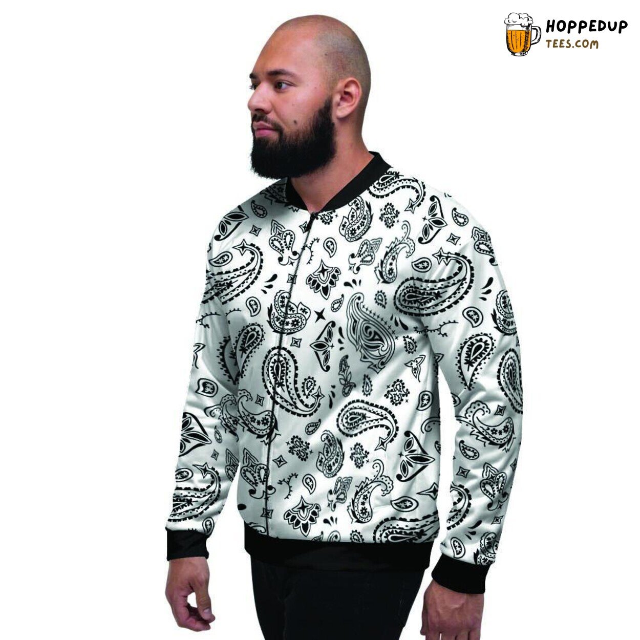 Classic White Bandana Design Men’s Bomber Jacket Stylish Accessory Inspired Look