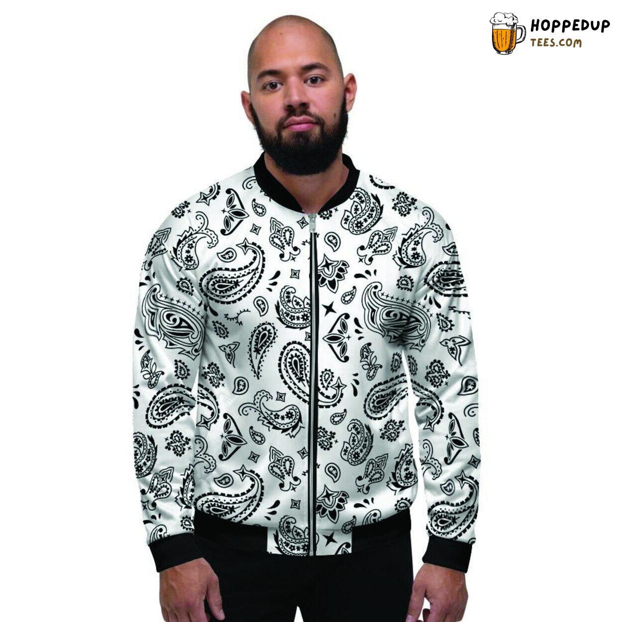 Classic White Bandana Design Men’s Bomber Jacket Stylish Accessory Inspired Look