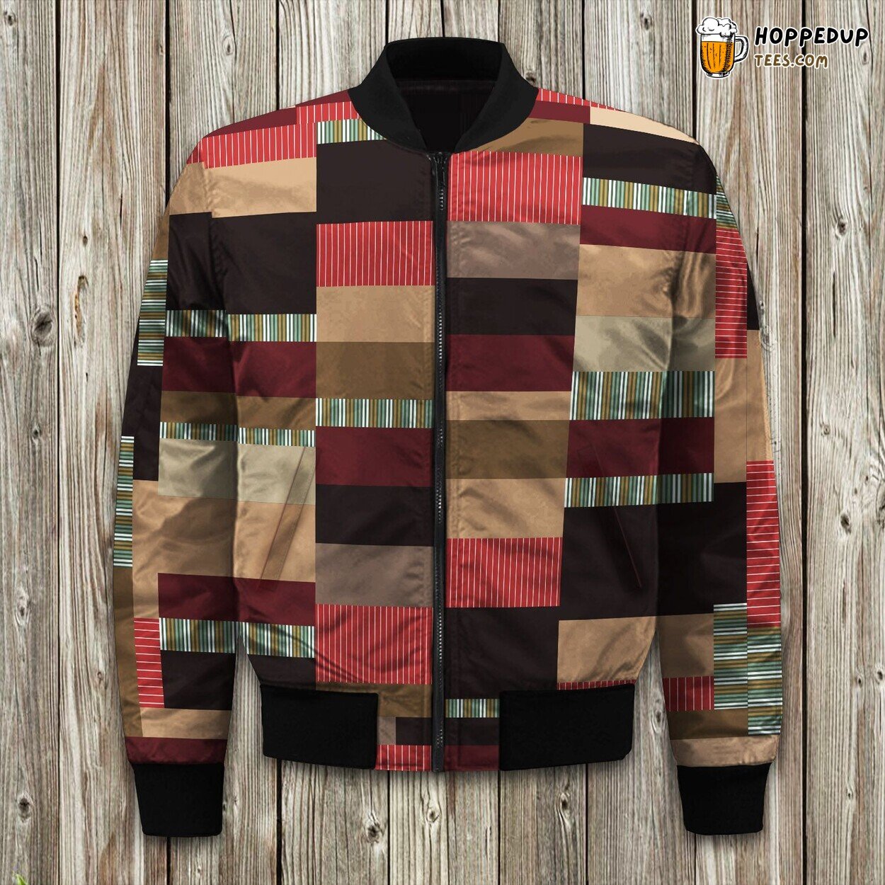 Classical Patchwork Striped Bomber Jacket