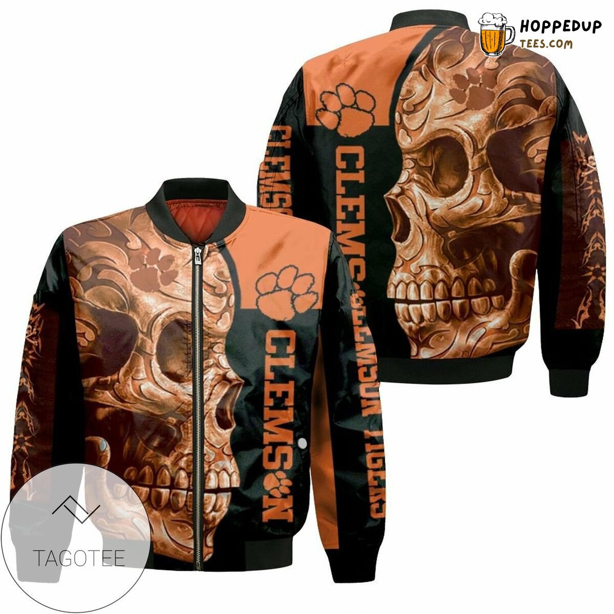 Clemson Tigers NCAA Intimidating Skull Bomber Jacket Edition