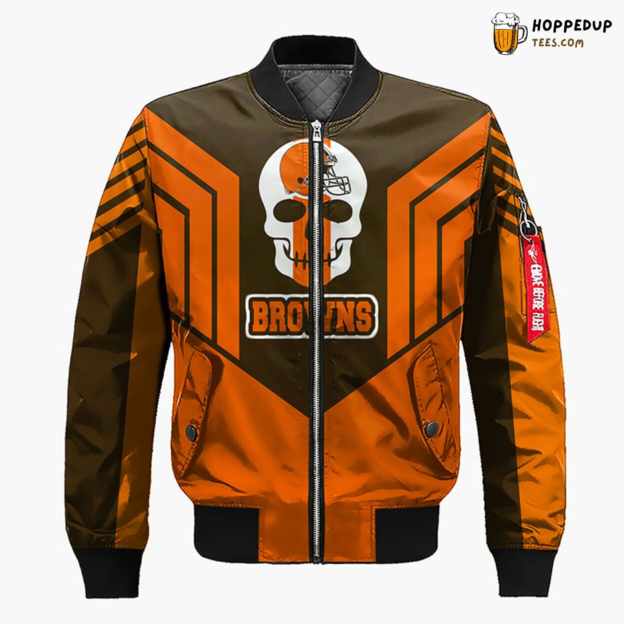 Cleveland Browns NFL Skull Orange Distinct Bomber Jacket Design