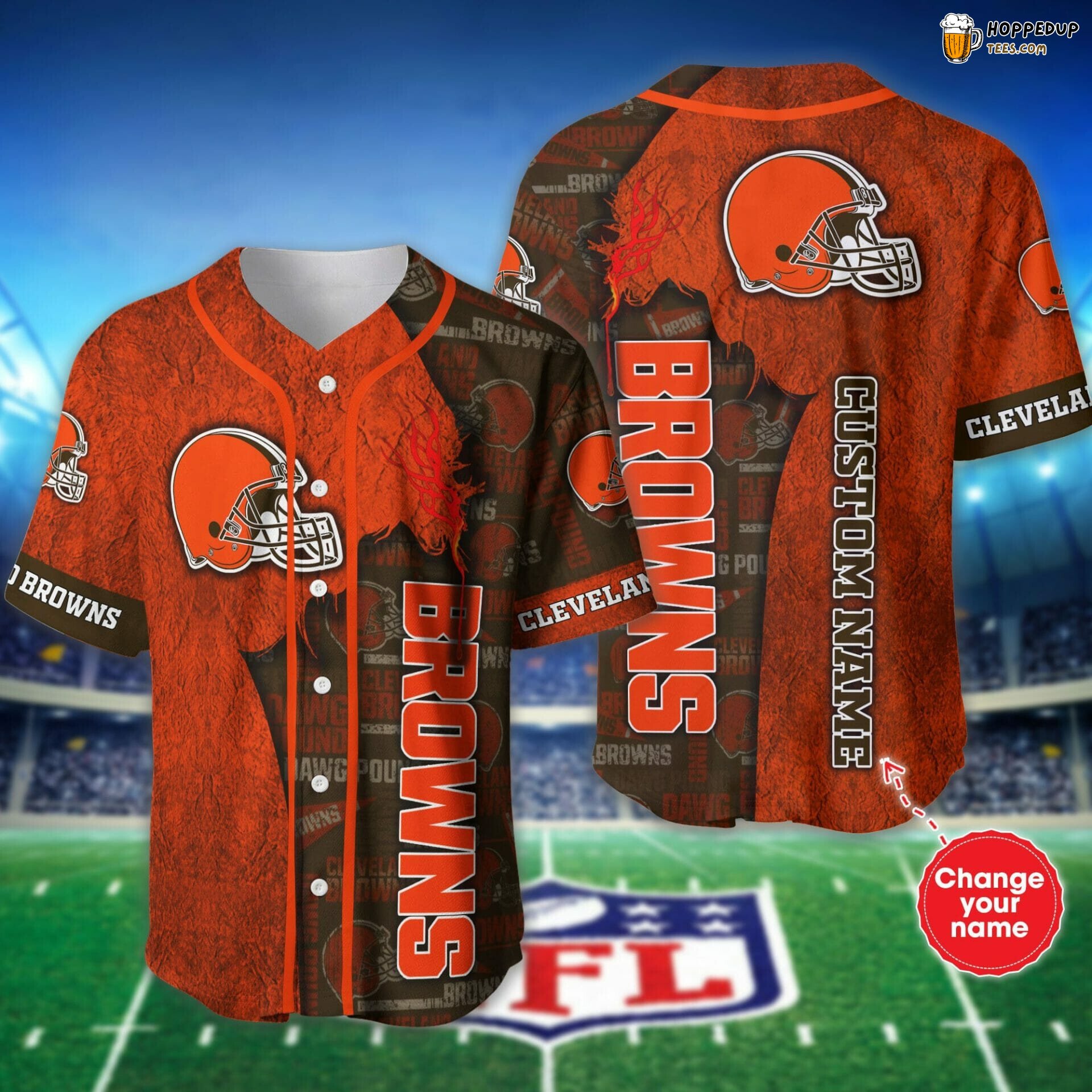 Cleveland Browns Orange Personalized NFL Unisex Baseball Jersey Style