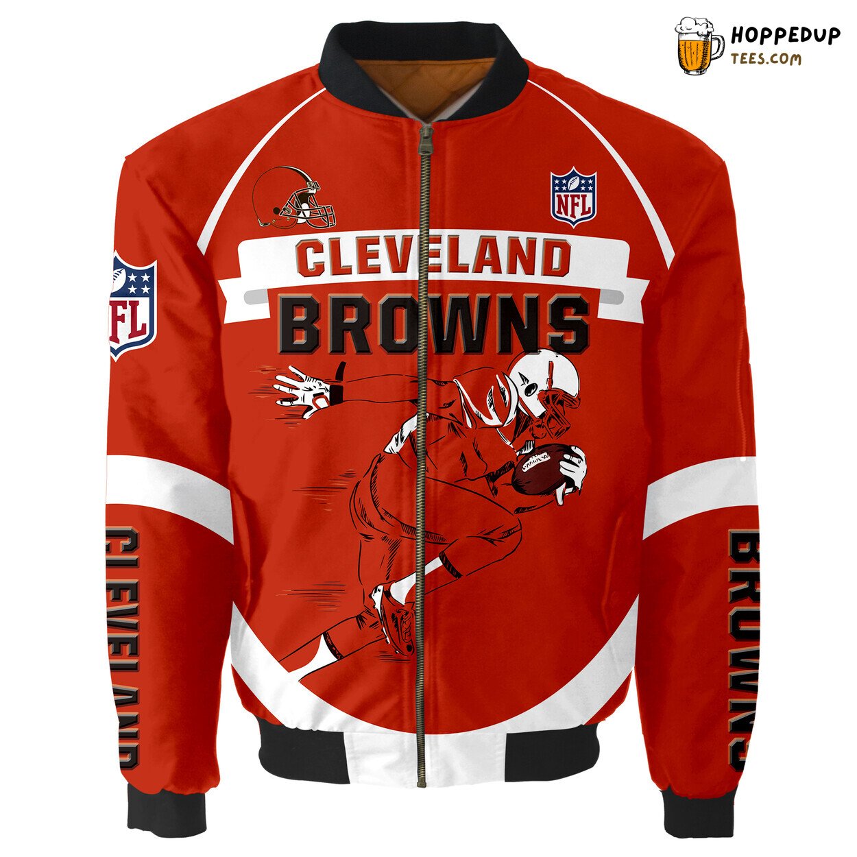 Cleveland Browns Running Men Graphic Bomber Jacket Fans Premium Choice
